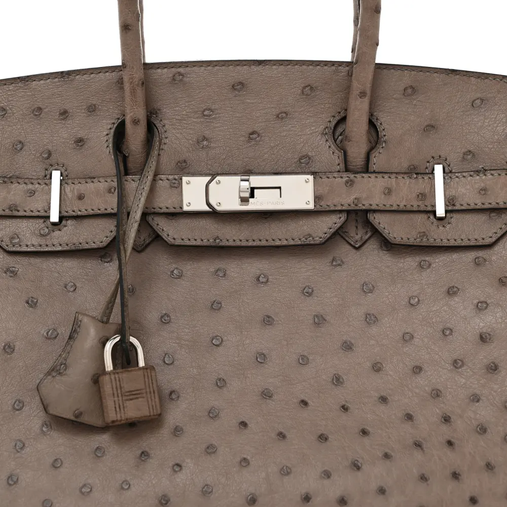 Hermès Birkin 30 Gris Tourterelle Ostrich Leather Palladium Hardware - 图片 9
