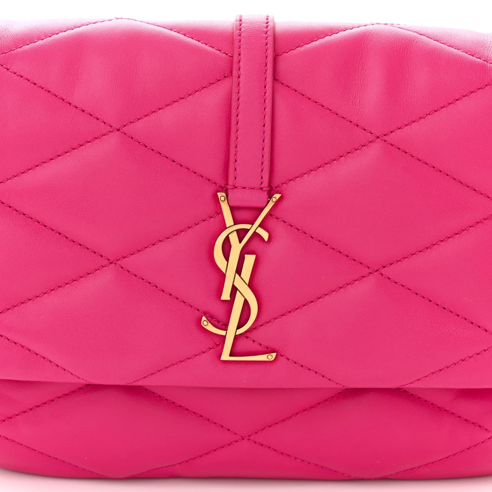 Saint Laurent Medium Le 57 Shoulder Bag Lipstick Fuchsia Diamond Quilted Lambskin Leather Aged Gold Hardware - 图片 8