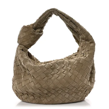 Bottega Veneta Maxi Teen Intrecciato Jodie Hobo Beige Suede & Calfskin Leather