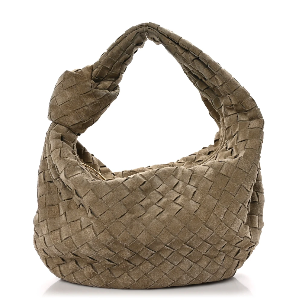 Bottega Veneta Maxi Teen Intrecciato Jodie Hobo Beige Suede & Calfskin Leather