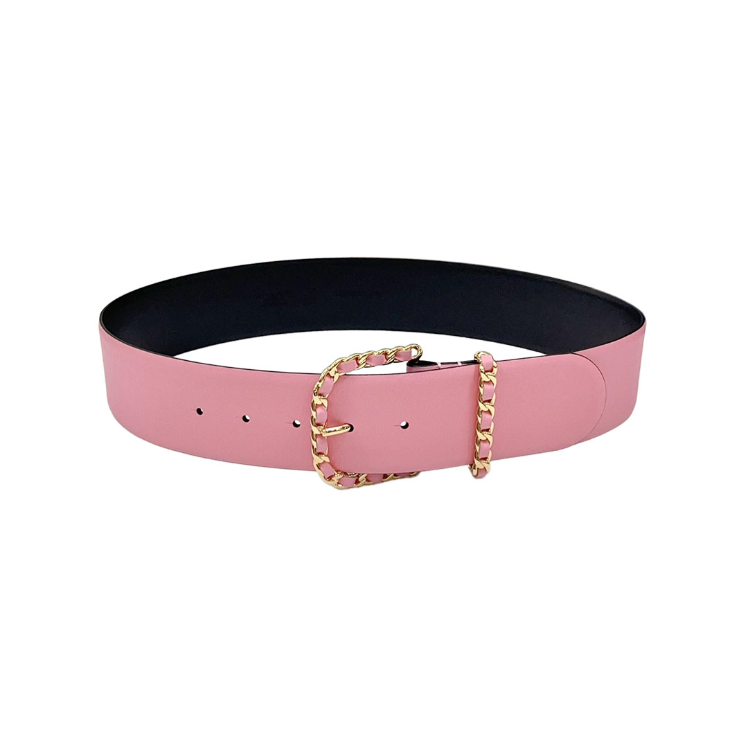 Chanel Chain Buckle Belt In Beige/Pink/Black/Blue Calfskin With Gold Hardware 50mm - 图片 6