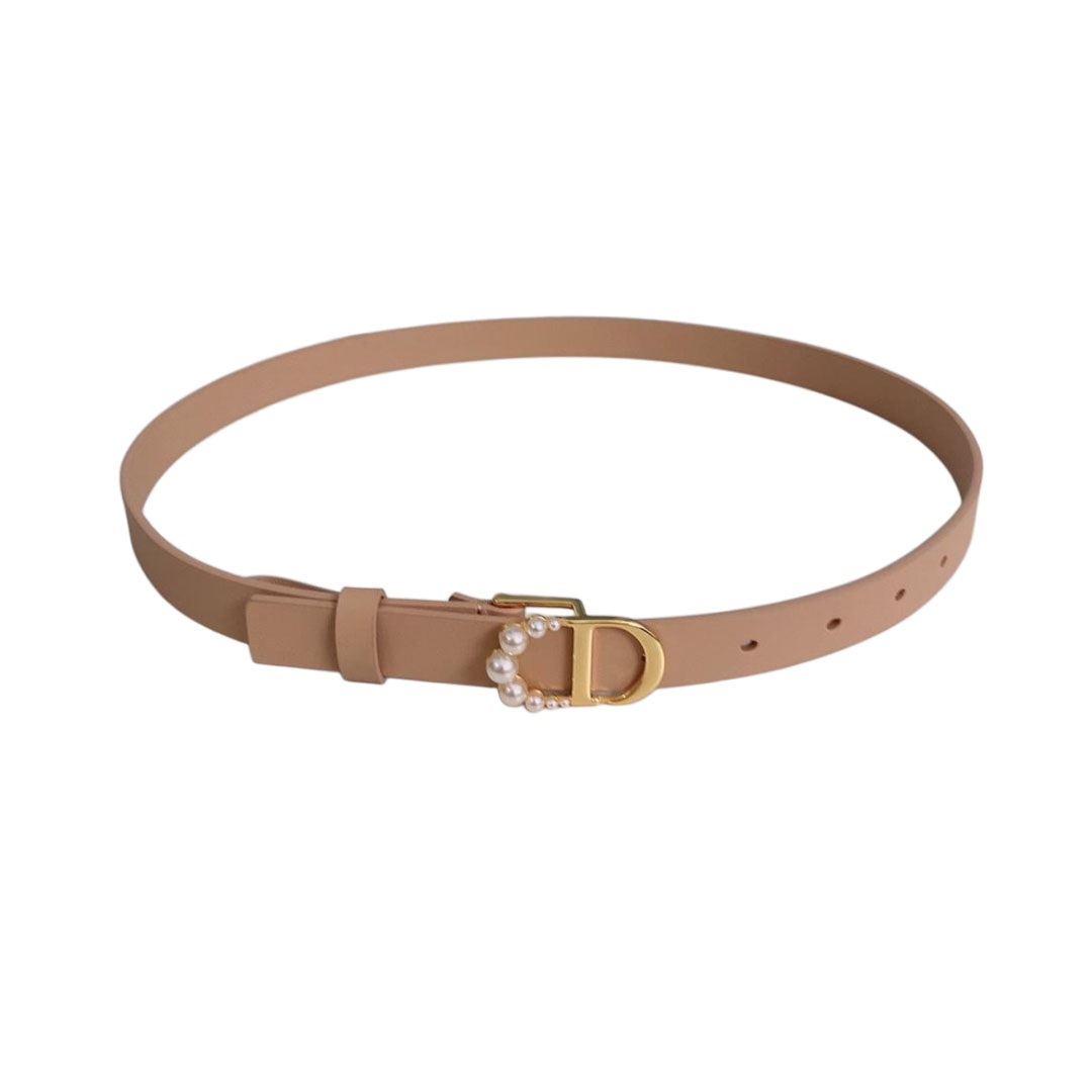 Dior Women' s 30 Montaigne Buckle With Pearls Belt In Brown/Black/Red/White/Cyclamen/Pink/Musturd/Silver/Gold/Blue/Grey Calfskin With Gold/Silver Hardware 20mm - 图片 3