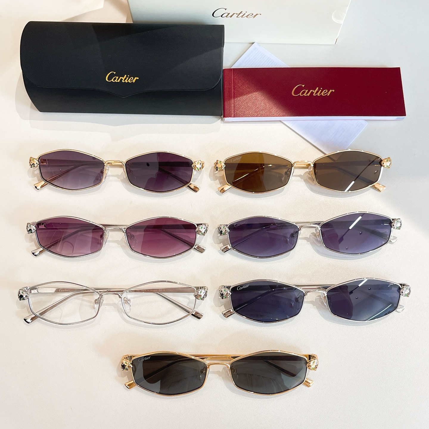 Cartier glasses silver/red silver/eggplant silver/plum gold/brown gold/black gold/blue silver color Size 52口18-140 - 图片 8
