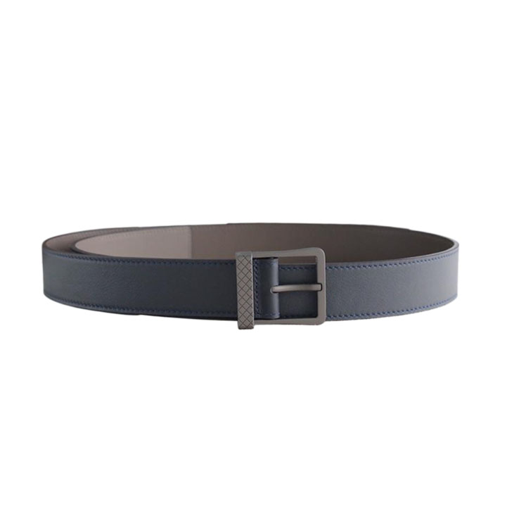 Bottega Veneta Men's Square Buckle Belt In Black/Coffee/Blue Calfskin With Matte Gun Black Hardware 35mm - 图片 9