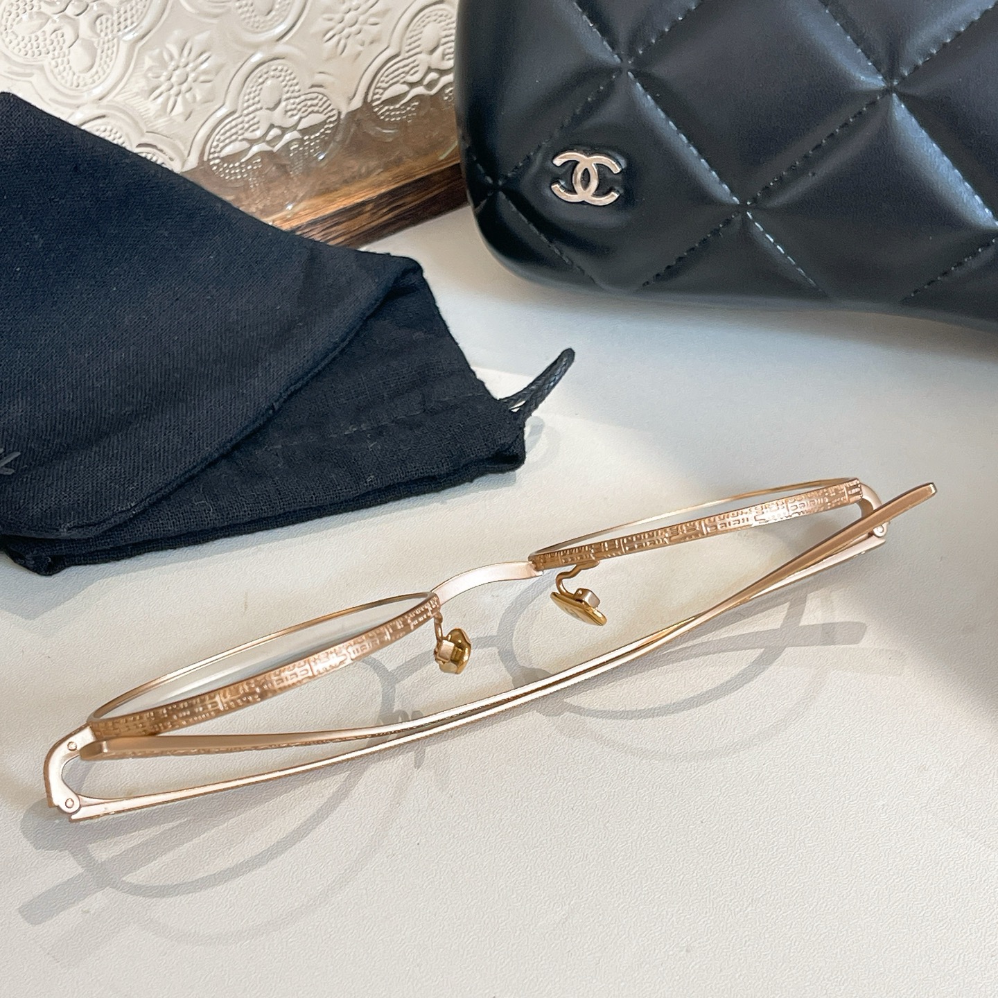 CHANEL round frame glasses light gold color SIZE50口19-140 - 图片 4