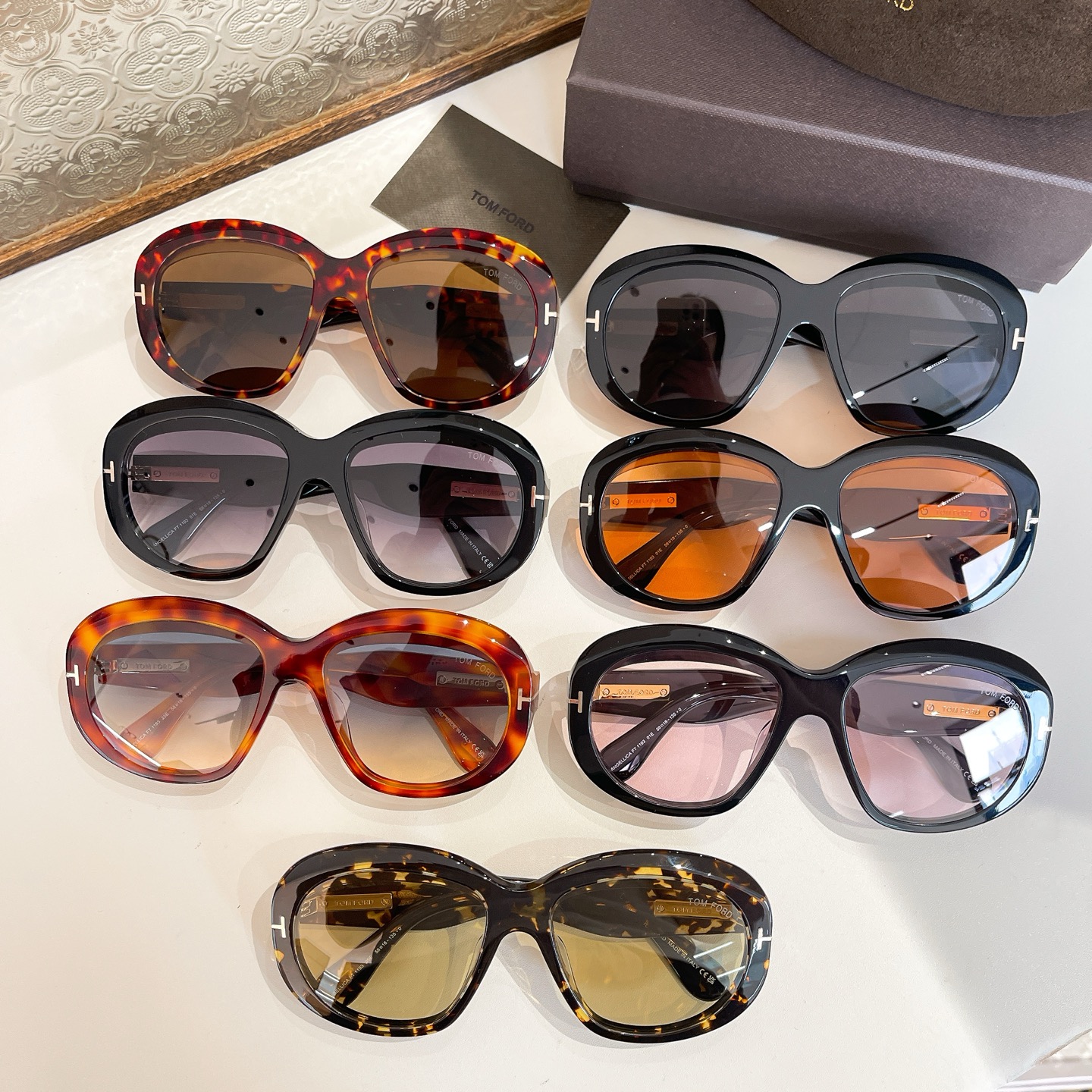 Tom Ford round frame glasses leopard brown/black/orange black/eggplant/leopard blue/yellow leopard/light pink black color Size 62口12-140 - 图片 8