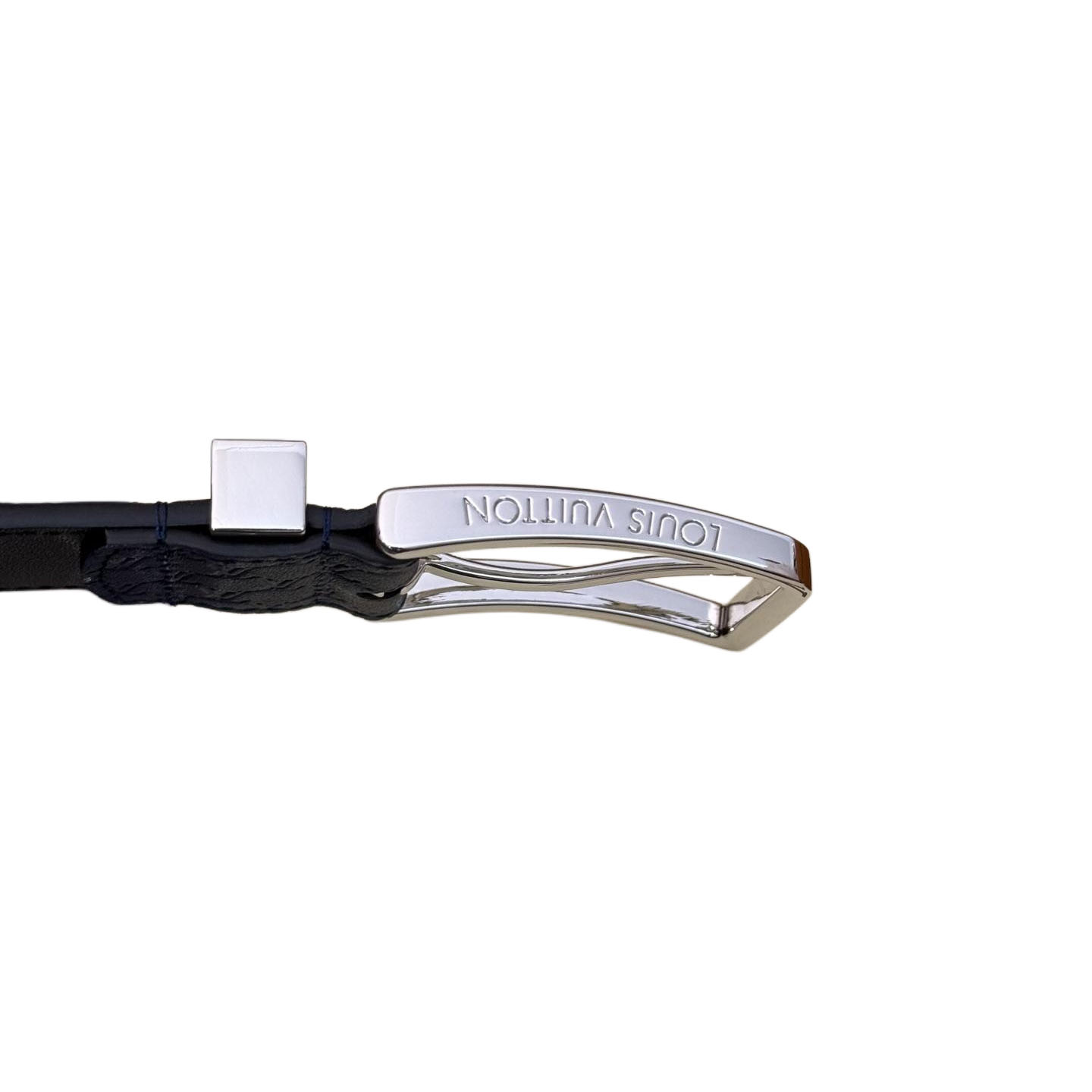 Louis Vuitton Men's Pont Neuf Belt In Blue/Black Logo-Embossed Calfskin With Silver Hardware 35mm - 图片 9