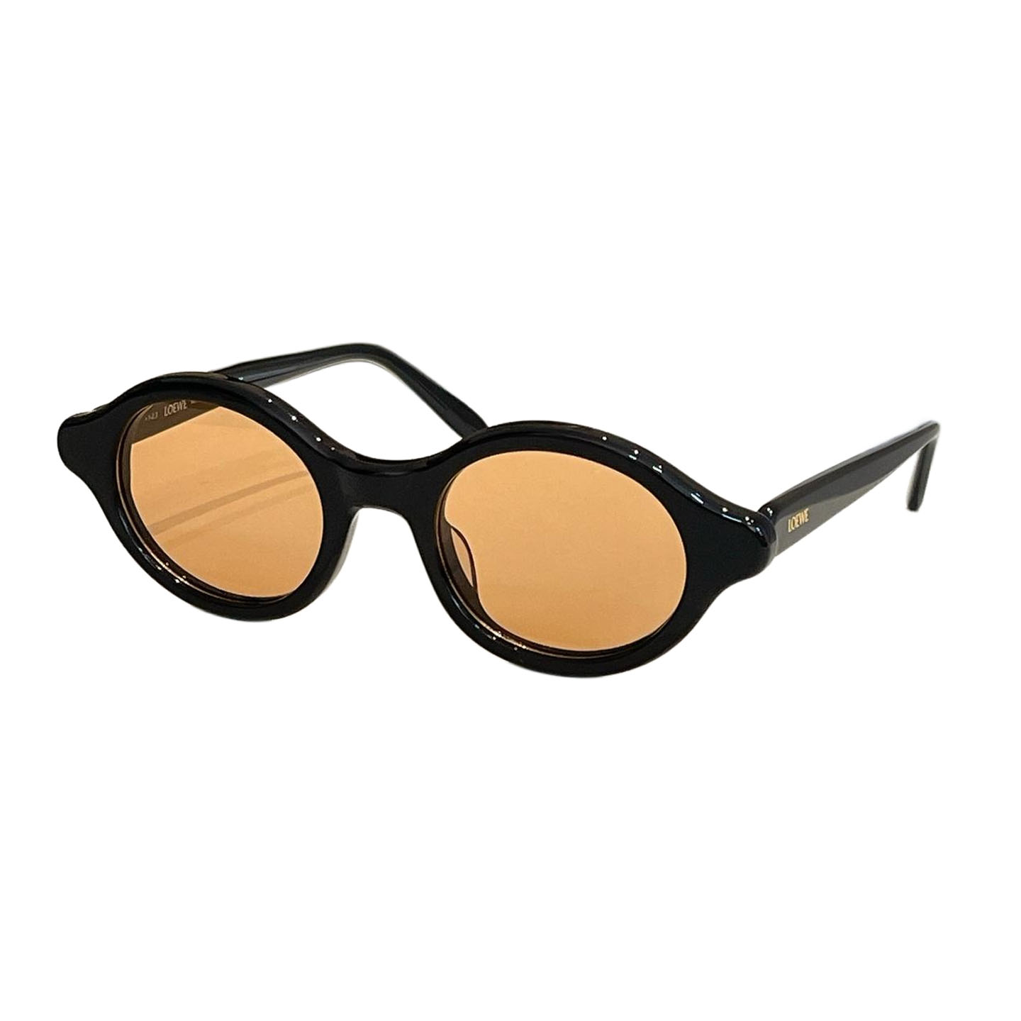 Loewe round frame glasses leopard brown/leopard green/tawny brown/tawny black/black orange color Size 48口21-145 - 图片 5