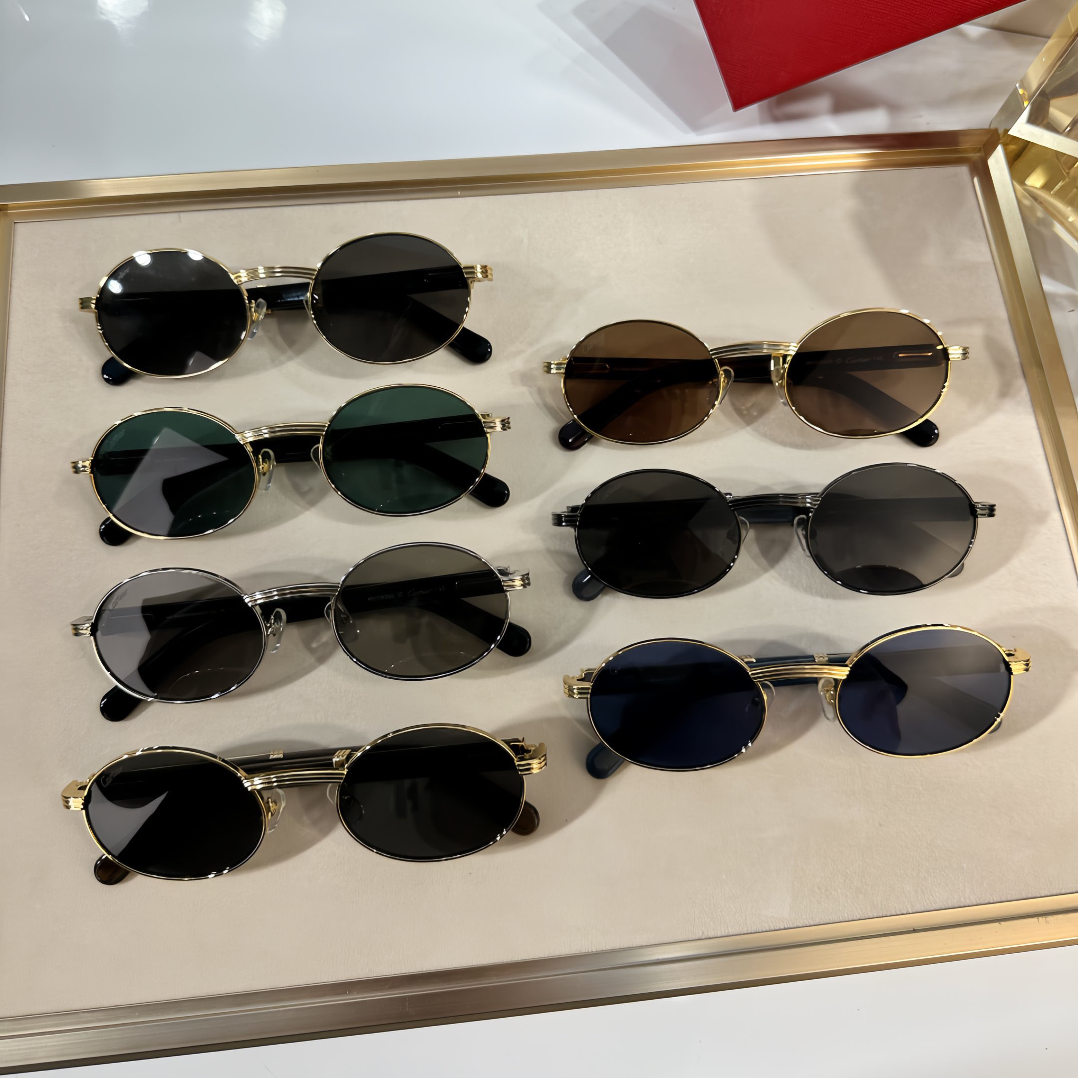 Cartier Oval glasses black/grey silver/black gold/brown gold/blue/black camouflage/green color Size 55-22-145 - 图片 9