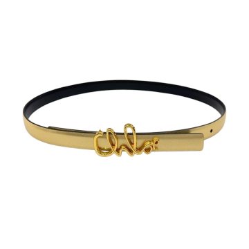 Chloe Logo Buckle Belt In Gold/Khaki/Brown/Red/Pink Calfskin With Gold Hardware 20mm