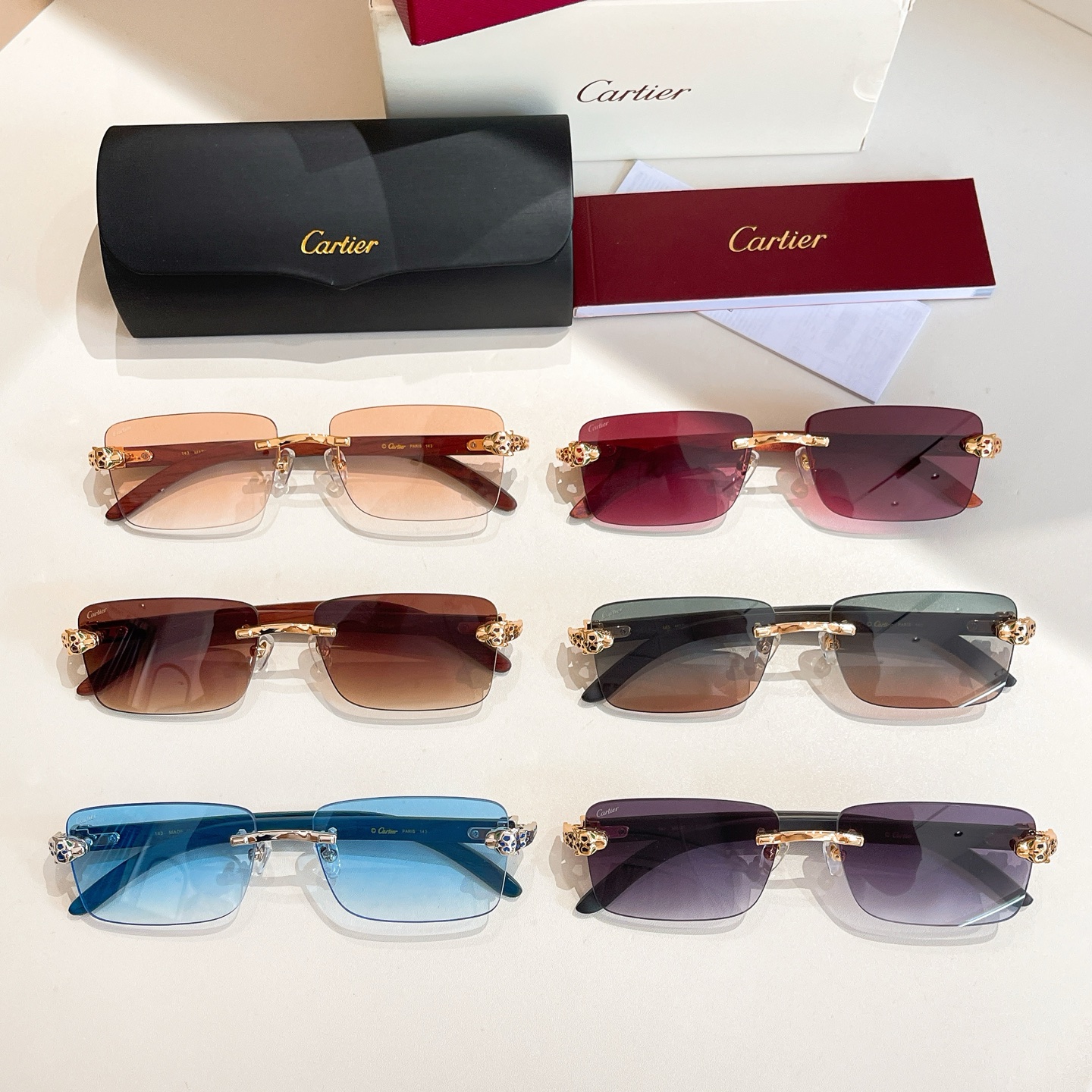 Cartier square frame glasses brown/green orange/red/eggplant/blue/apricot color Size 58口17-143 - 图片 7