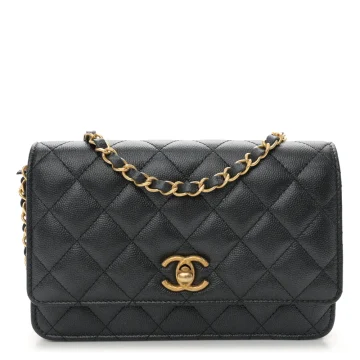 Chanel Quilted Wallet On Chain | Pearly Caviar   Gold