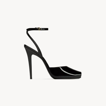 Yves Saint Laurent Black patent leather sandals with high heels