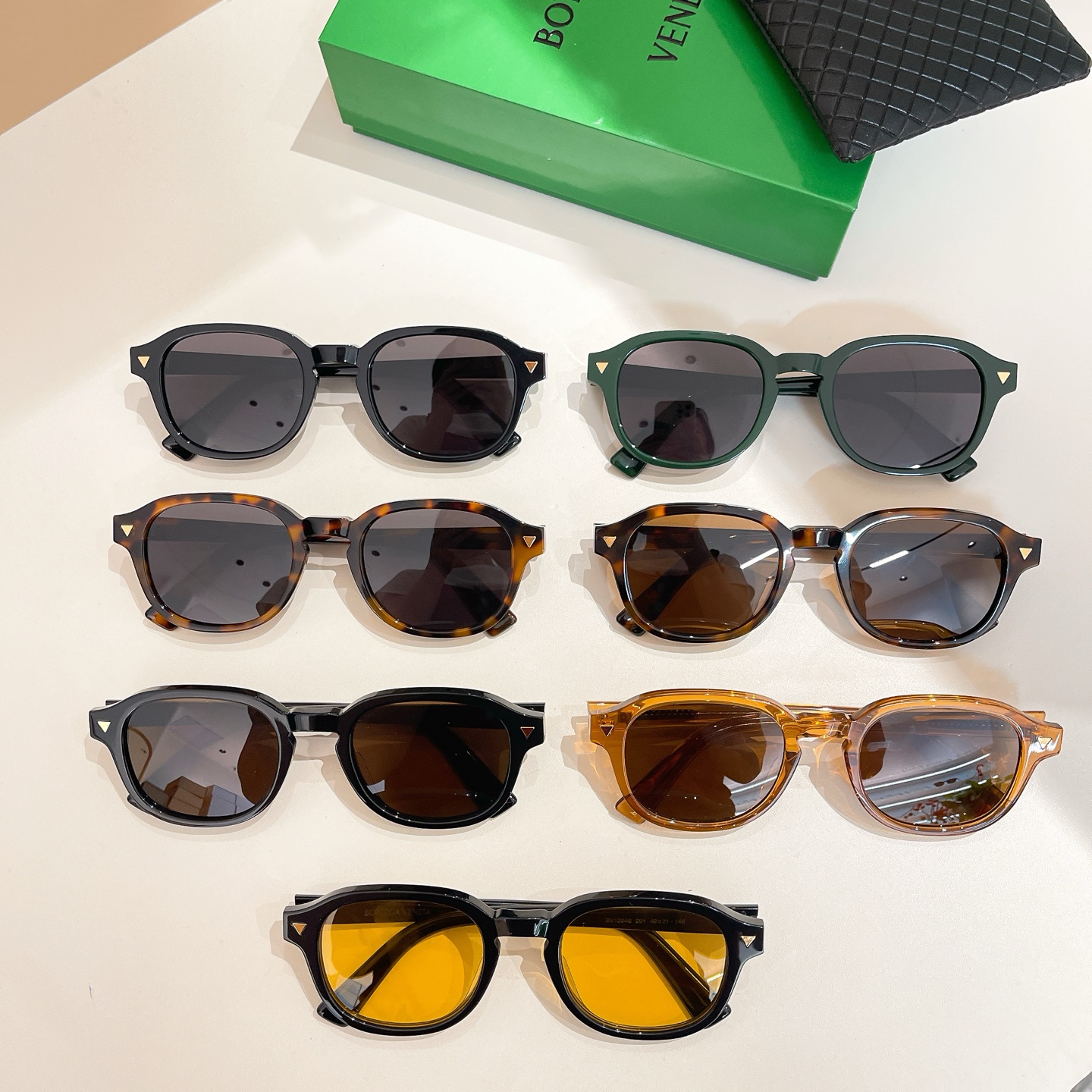 Bottega Veneta square frame glasses green/black/black leopard/brown leopard/orange black/brown black/tawny color Size 49口21-145 - 图片 8