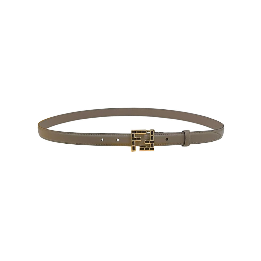 Fendi Women's FF Squared Buckle Belt In Black/Brown/Grey/Beige/White Calfskin With Gold Hardware 20mm - 图片 4