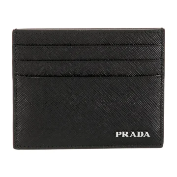 Prada Small Card Holder Nero Saffiano Lux Leather Incognito Hardware