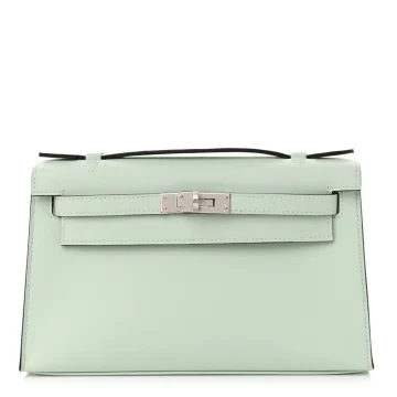 Hermès Kelly Pochette Clutch Vert Peppermint Swift Leather Palladium Hardware