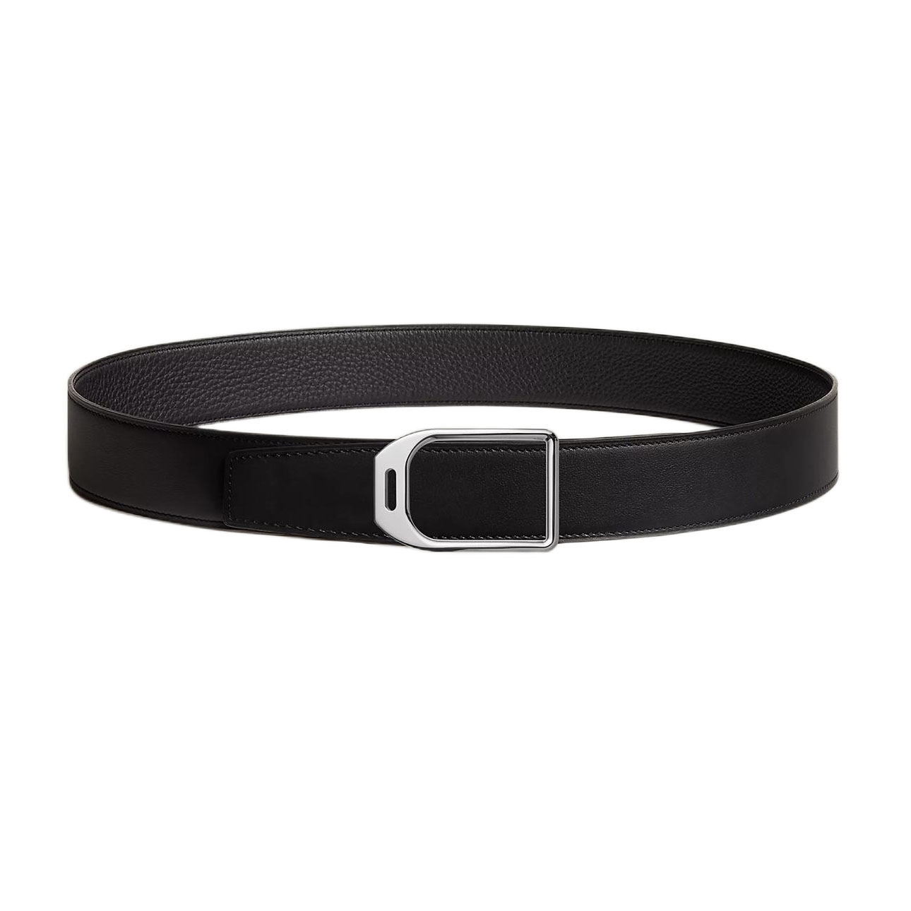 Hermès Men' s Jockey Buckle Reversible Belt In Brown/Black/Etoupe/Coffee/Blue Grained And Smooth Calfskin With Silver Hardware 38mm - 图片 10
