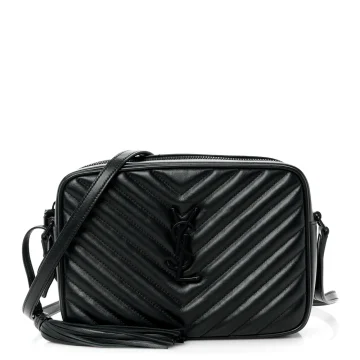 Saint Laurent Medium Lou Camera Bag Black Monogram Calfskin Matelasse Leather Black Hardware