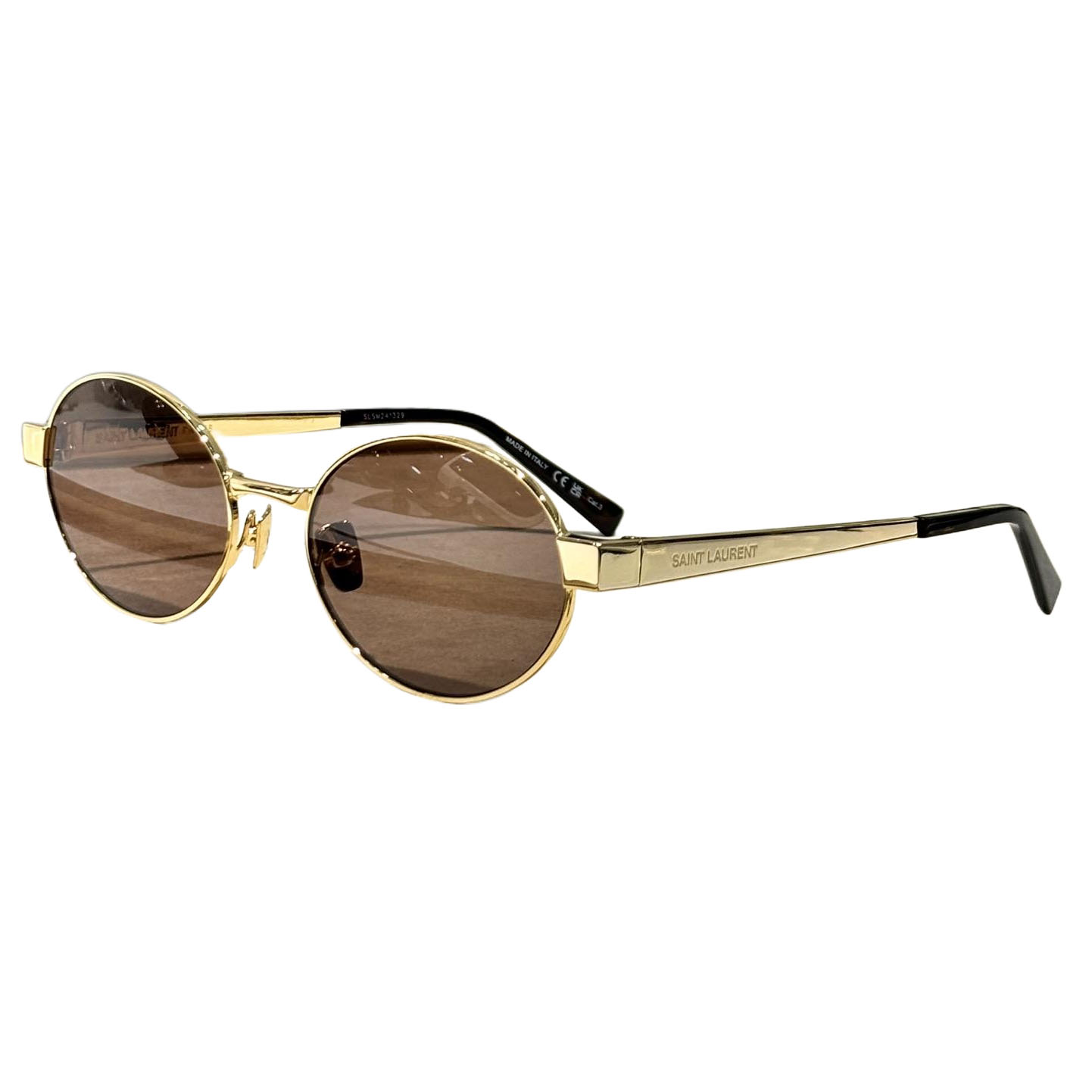 Saint Laurent round frame glasses gold/olive/brown/black color Size 55口19-145 - 图片 5