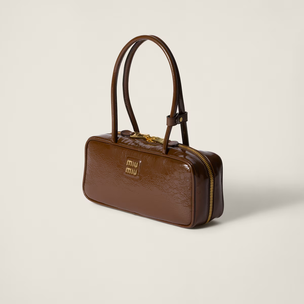 Miu Miu Beau Naplak Patent Leather Brown Top-Handle Bags - 图片 3