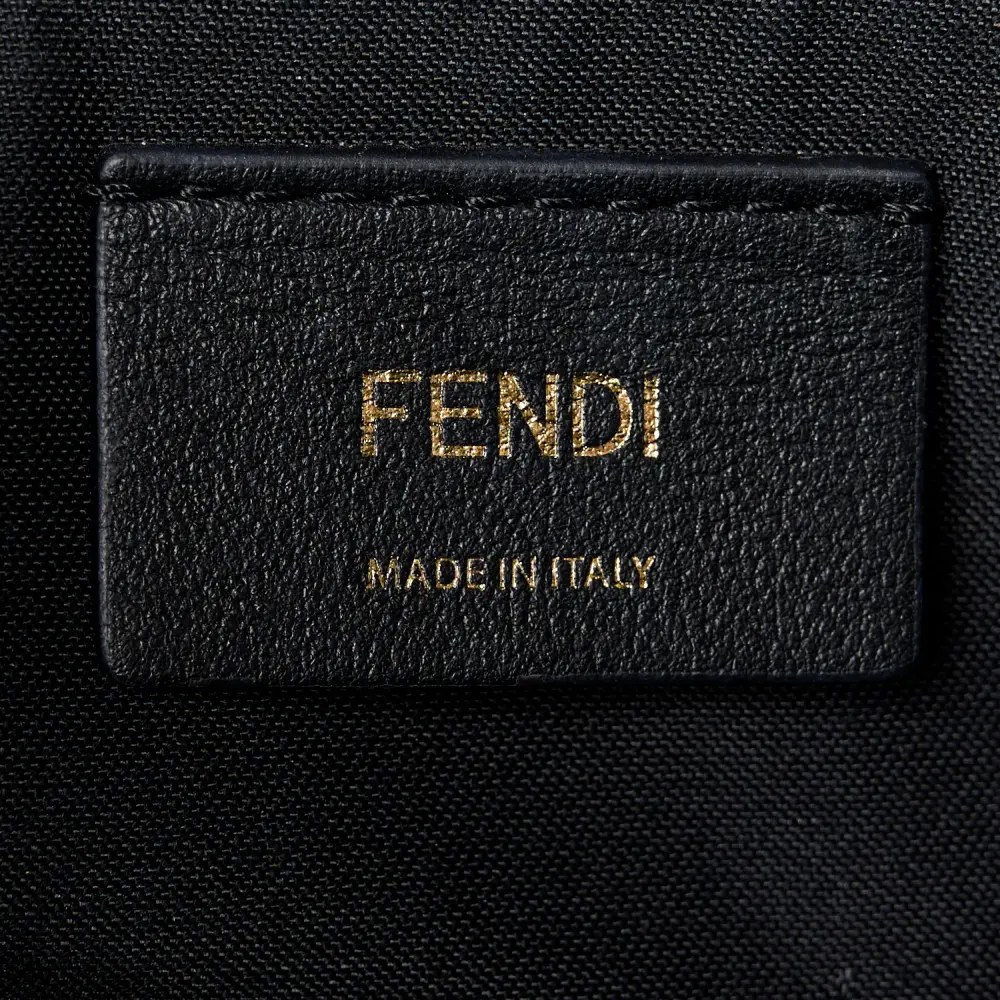 Fendi Medium Logo Embroidered By The Way Boston Bag Grezzo/Black Canvas & King Vitello Leather Gold Hardware - 图片 3