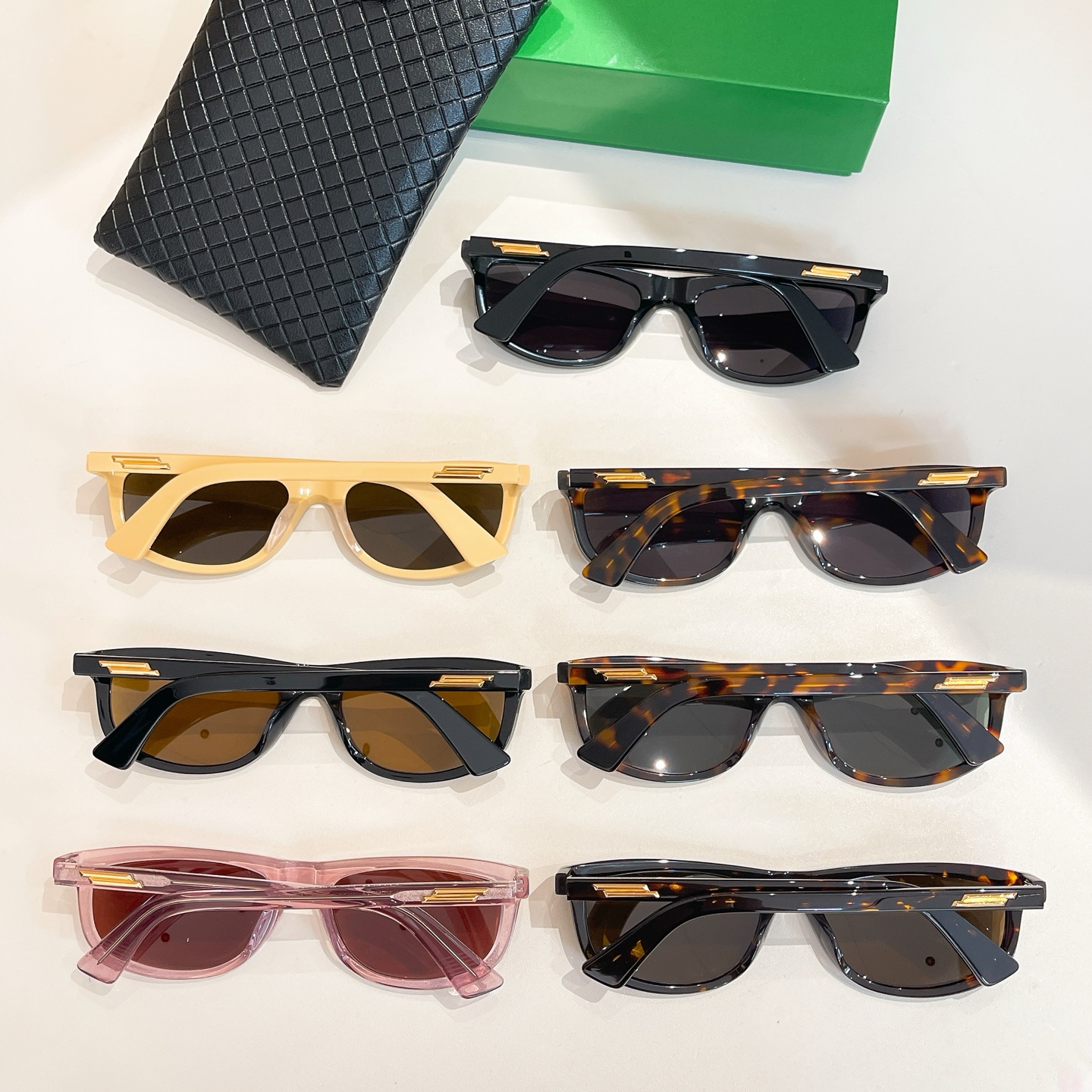 Bottega Veneta square frame glasses leopard black/leopard green/leopard brown/black/moccasin/orange black/red color Size 49口21-145 - 图片 9