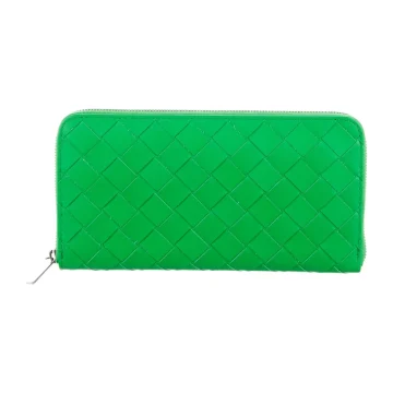 Bottega Veneta Large Continental Wallet Green Nappa Leather Silver Hardware