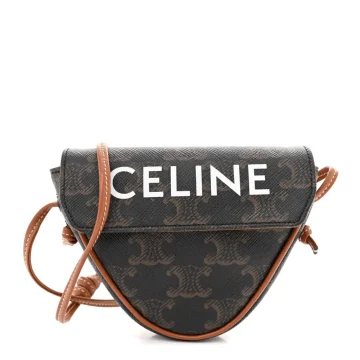 Celine Mini Triangle Crossbody Bag Tan Triomphe Canvas Gold Hardware