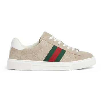 Gucci Ace series grey sneakers woven fabric women's sports shoes