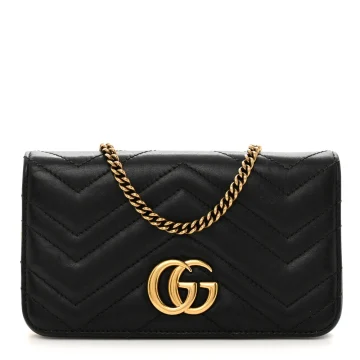 Gucci Mini GG Marmont Bag Black Calfskin Matelassé Leather Aged Gold Hardware