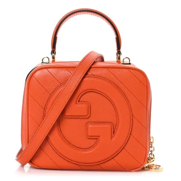 Gucci Small Diagonal Stitched Blondie Shoulder Bag Orange Calfskin Leather Gold Hardware