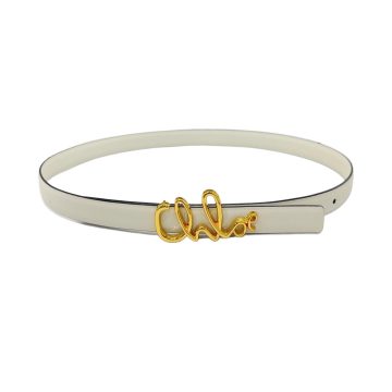 Chloe Logo Buckle Belt In White/Blue/Green/Orange/Black/Pink Calfskin With Gold Hardware 20mm