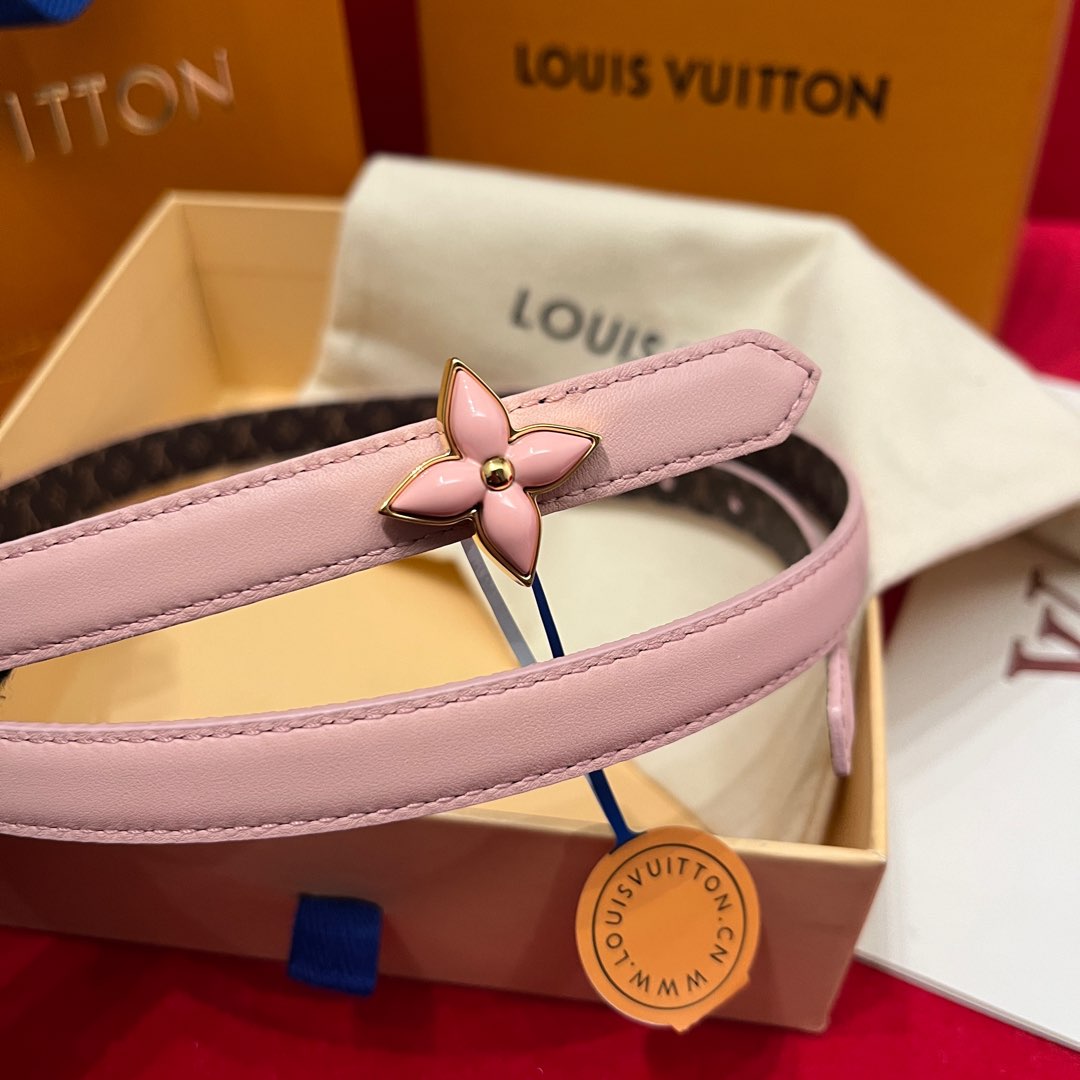 Louis Vuitton Women's Mini Flowergram Reversible Belt In Pink Calfskin And Monogram Canvas With Gold/Silver/Pink/Black Hardware 15mm - 图片 2