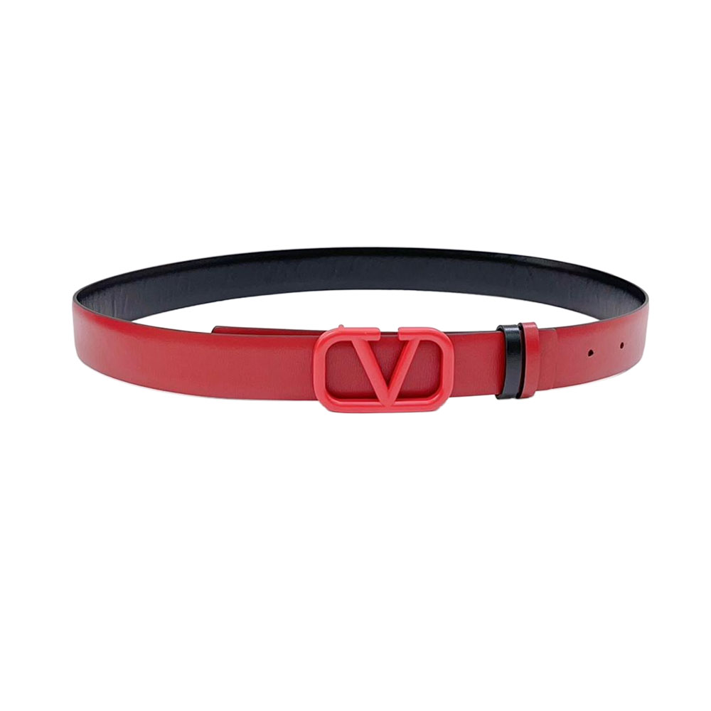 Valentino V Buckle Belt In Brown/Black/White/Nude/Red Calfskin With Brown/Black/White/Nude/Red Hardware 30mm - 图片 5