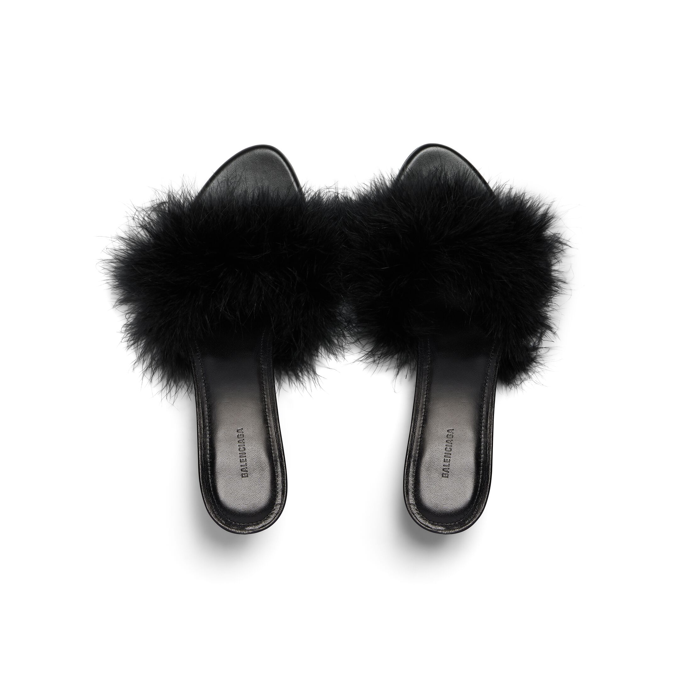 BALENCIAGA 70MM sandals Black feather slippers - 图片 4