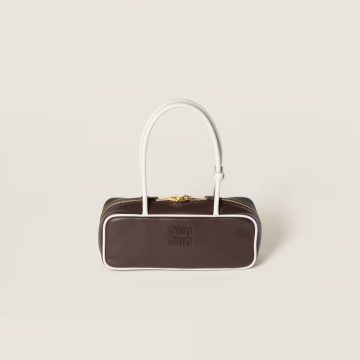 Miu Miu Calfskin Leather Beau Deep Brown Top-Handle Bags