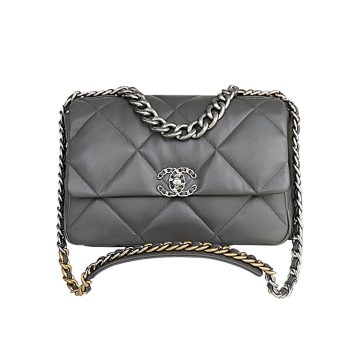 Chanel 19 Bag Deep Grey / Pink / Apricot Color 30cm Crossbody Bags