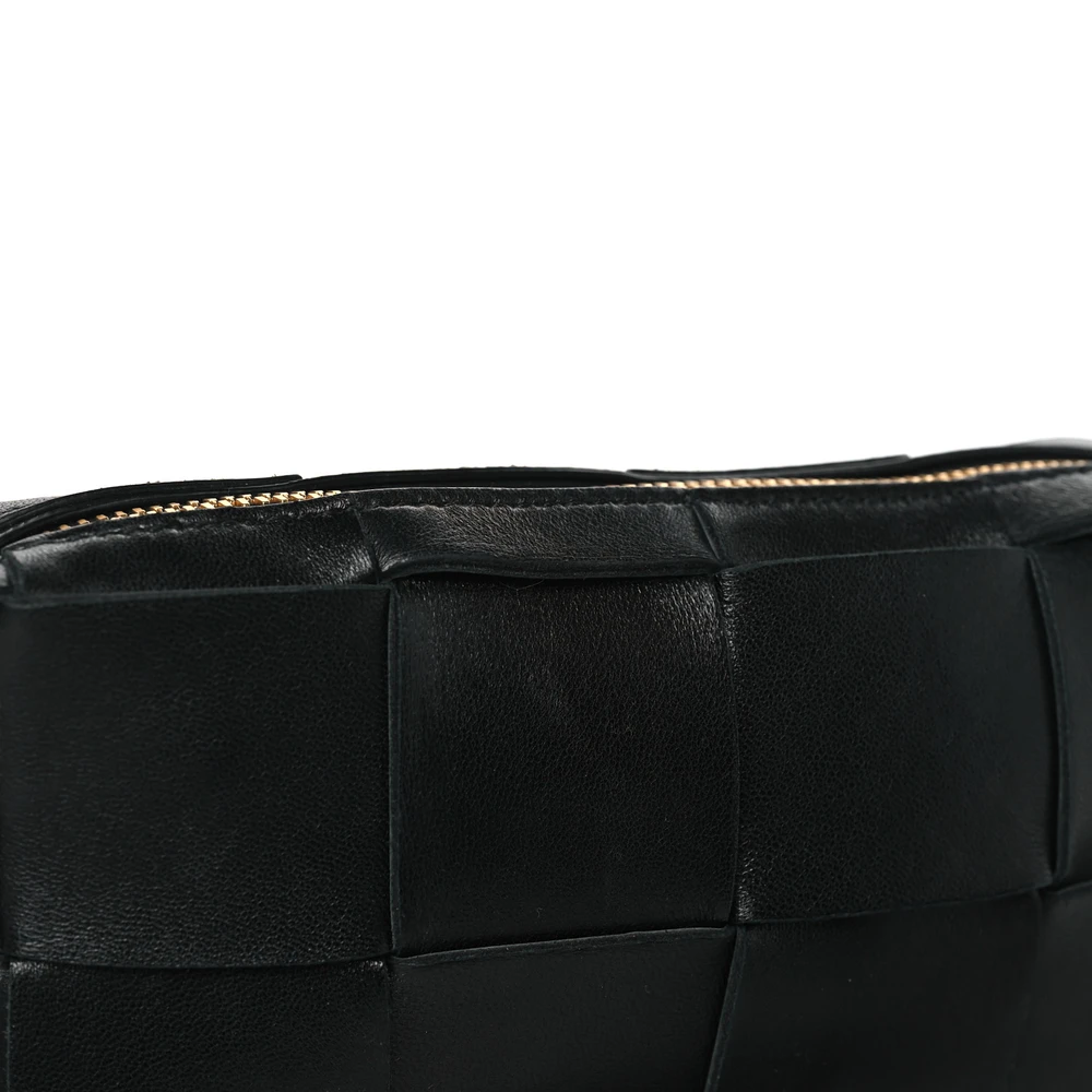 Bottega Veneta Mini Intreccio Cassette Phone Pouch Crossbody Bag Black Lambskin Leather - 图片 9