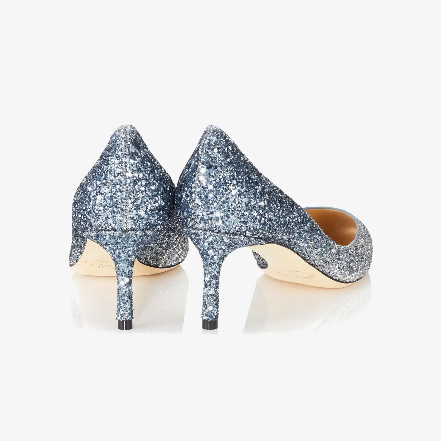 JIMMY CHOO Silver dark blue flame flash powder gradient fabric pointy heels - 图片 3