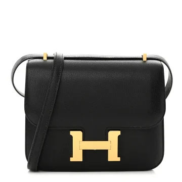 Hermès Constance 18 Black Chèvre Mysore Leather Rose Gold Hardware