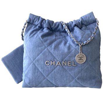 Chanel 22bags Denim Light Blue / Light Pink Shoulder Bags