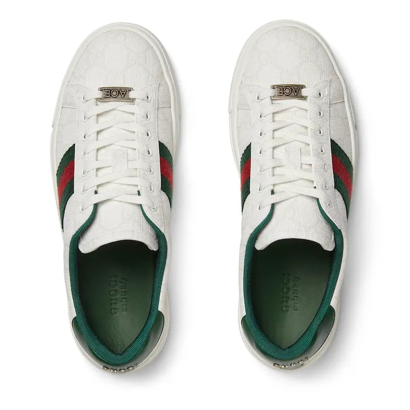 Gucci Ace series white sneakers woven fabric women's sports shoes - 图片 4