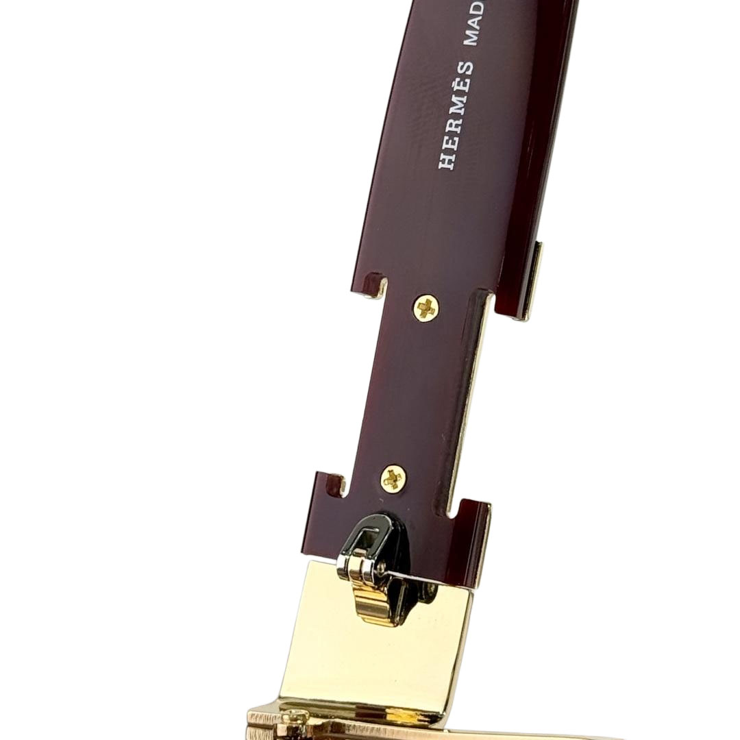 Hermès square frame glasses burgundy/green/teal/black gold/black/leopard brown/purple gold/rosy brown/leopard color Size 53口20-142 - 图片 4