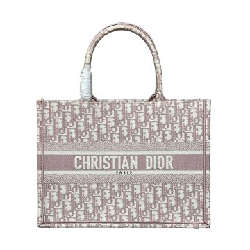 Dior Medium Dior Book Tote In Pink Dior Oblique Embroidered Canvas