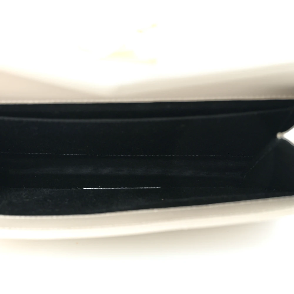 Saint Laurent Medium Envelope Clutch Blanc Vintage Chevron Monogram Grain De Poudre Matelasse Leather Gold Hardware - 图片 5